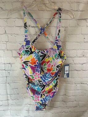 Woman’s size 10 Multi-Color Floral One-Piece Swimsuit - Caribbean Joe NWT